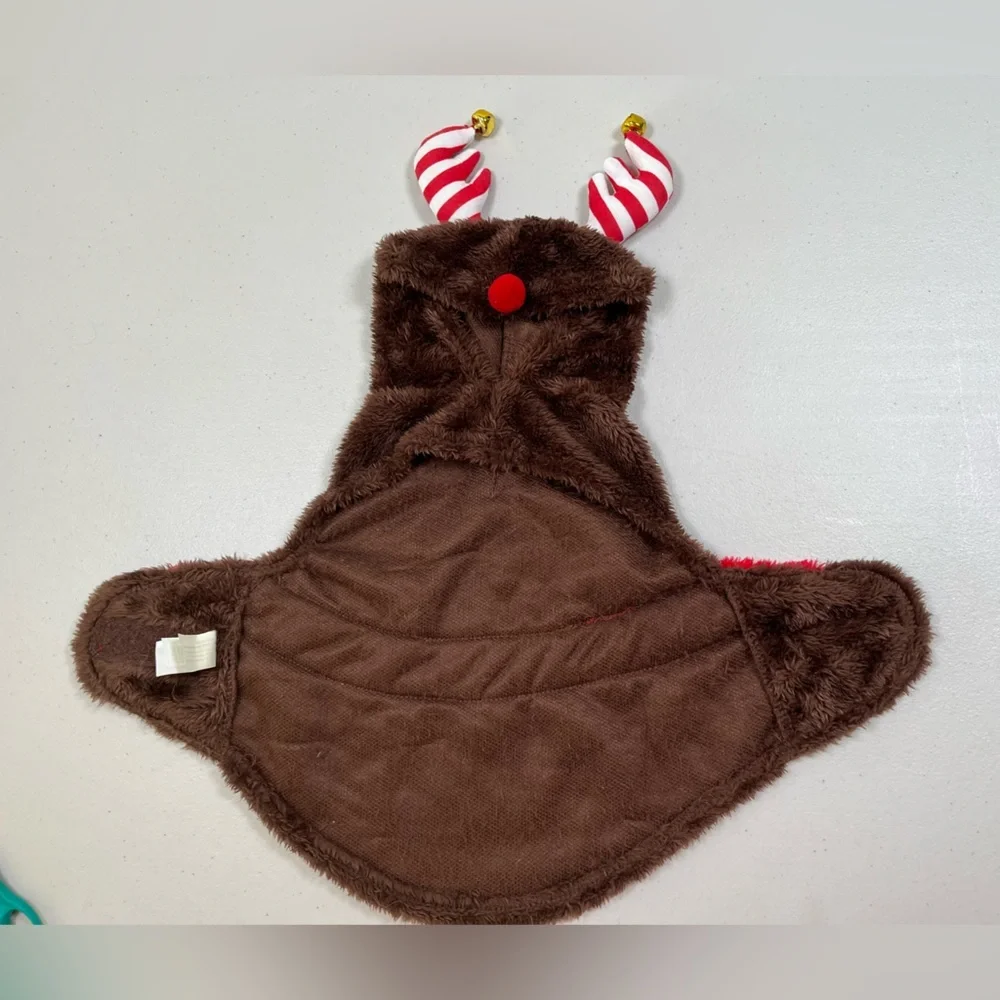 Festive Brown Reindeer Dog Costume, Small-14”
